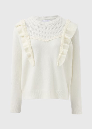 Cream Pointelle Frill Jumper