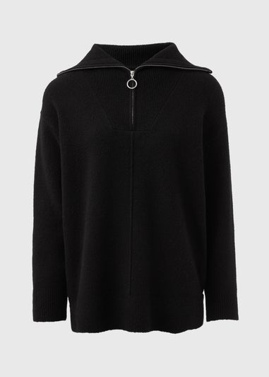 Black Knitted Half Zip Jumper