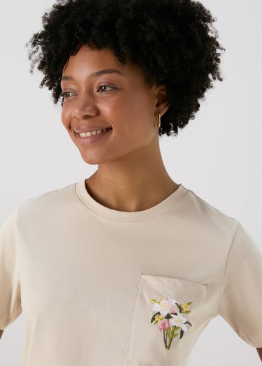 Stone Embroidered Pocket T-Shirt
