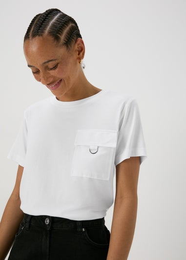 White Pocket Detail Utility T-Shirt