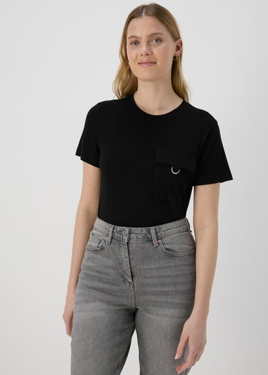 Black Pocket Detail Utility T-Shirt