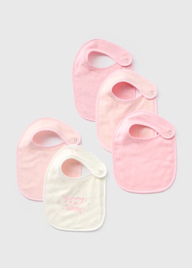 5 Pack Baby Pink Bibs