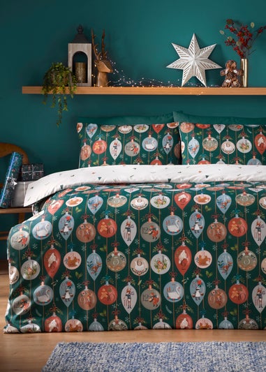 Green 12 Days Of Christmas Duvet Set