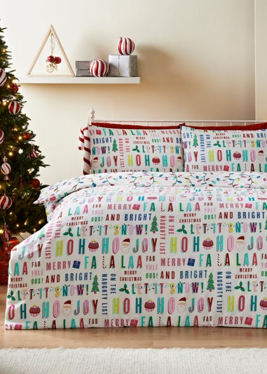 Joyful Christmas Wrapping Paper Duvet Set