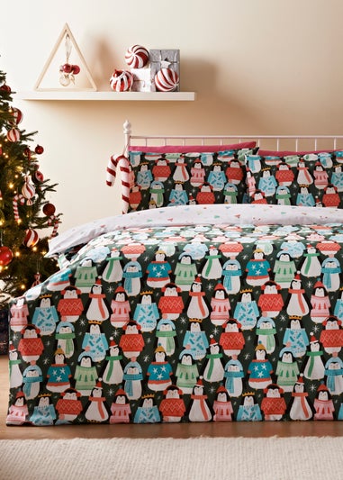 Joyful Multicoloured Penguin Duvet Set