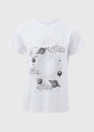 White Celestial Graphic T-Shirt