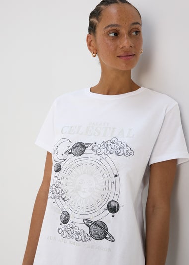 White Celestial Graphic T-Shirt