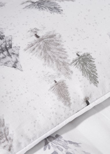 Wondrous Grey Frosted Tree Print Duvet Set