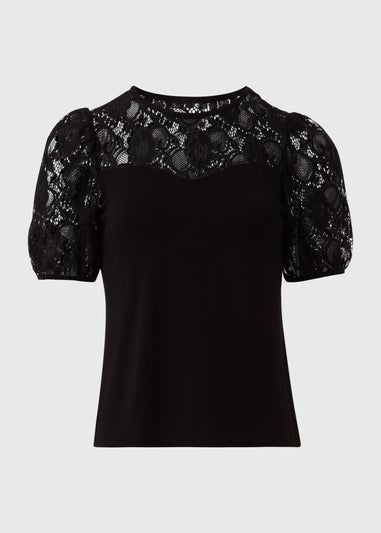 Black Lace Yoke Top