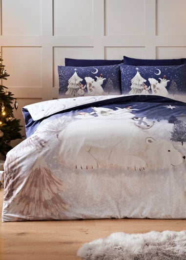 Wondrous Christmas Navy Polar Bear Duvet Set