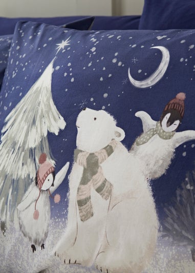 Wondrous Christmas Navy Polar Bear Duvet Set