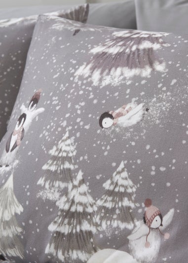 Wondrous Grey Penguin Duvet Set