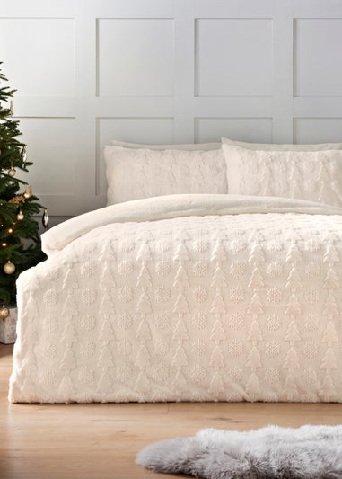 Cream Snowflake Fleece Duvet Set