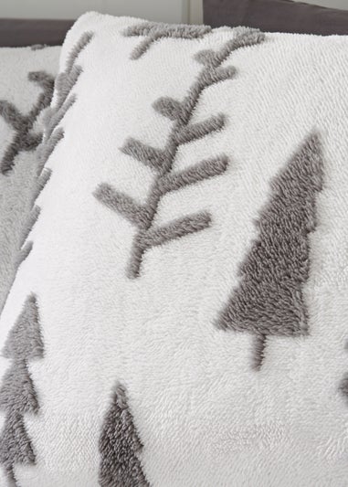 Wondrous Christmas Grey Fleece Tree Duvet Set