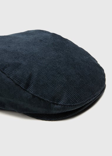 Boys Navy Corduroy Flat Cap (3-10ys)