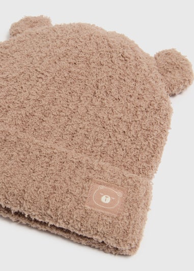 Baby Brown Fluffy Bear Beanie (Newborn-24mths)