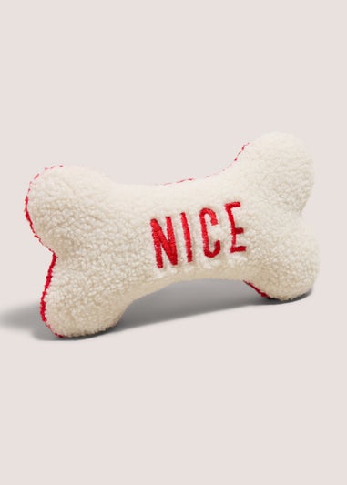 Red Naughty Or Nice Bone Dog Toy