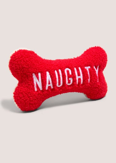 Red Naughty Or Nice Bone Dog Toy