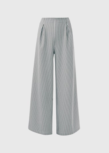 Navy Stripe Wide Trousers