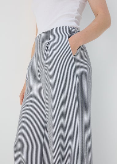 Navy Stripe Wide Trousers