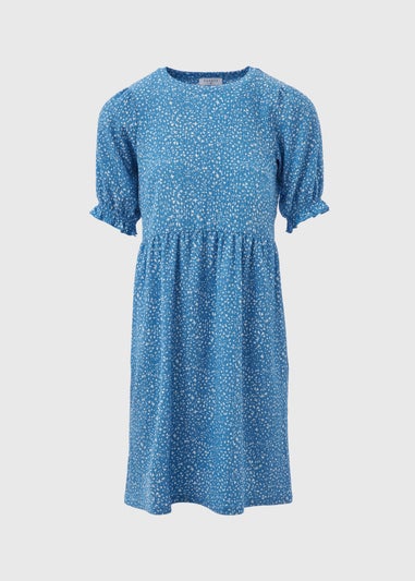 Blue Textured Mini Dress