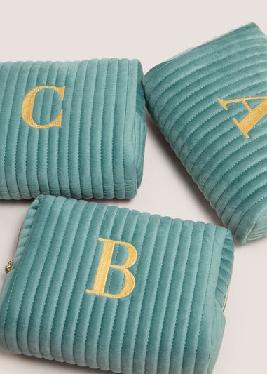 Teal Alphabet Make Up Bag