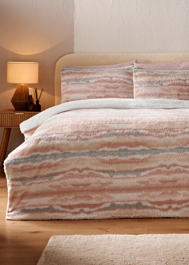 Multicolour Landscape Faux Fur Duvet Set