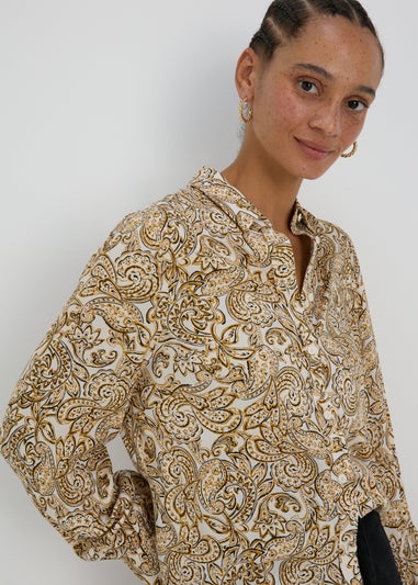 Cream Paisley Viscose Shirt