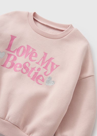 Girls Pink Love My Bestie Sweatshirt (1-7yrs)