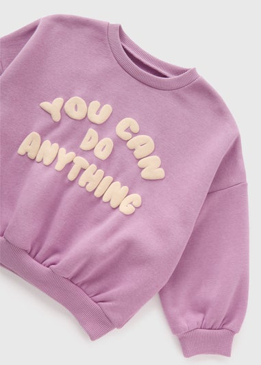 Girls Lilac You Can Do Anything Sweatshirt (1-7yrs)