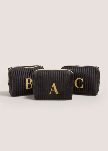 Black Alphabet Make Up Bag