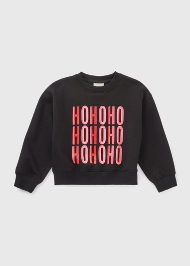 Joyful Girls Black Christmas Sweatshirt (7-15yrs)