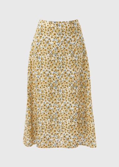 Yellow Floral Midi Skirt