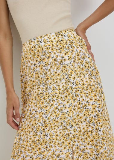 Yellow Floral Midi Skirt