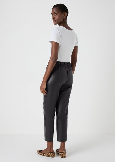 Black Leather Look Tapered Trousers