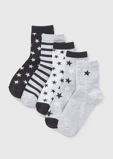 5 Pack Girls Multicolour Star Socks (Younger 6-Older 6.5)