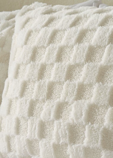 Cream Checkerboard Fleece Duvet Set