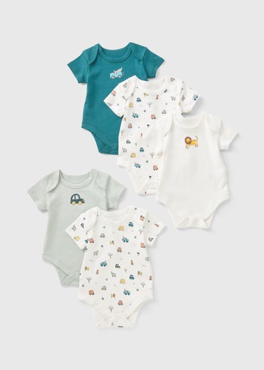 5 Pack Baby Green Transport Bodysuits (Newborn-18mths)