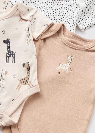 5 Pack Baby Beige Giraffe Bodysuits (Newborn-23mths)