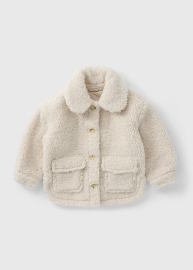 Girls Cream Borg Shacket (1-7yrs)