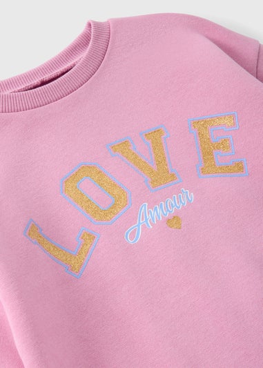 Girls Pink Love Sweater Dress (1-7yrs)