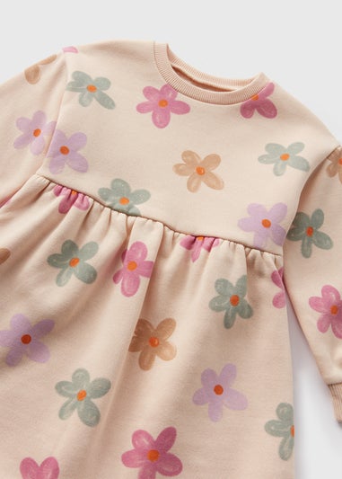 Girls Beige Floral Dress (1-7yrs)