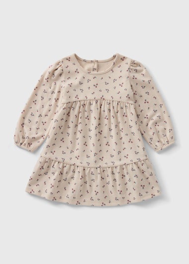 Girls Cream Floral Printed Dress (1-7yrs)