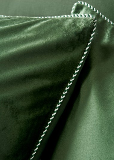 Green Velvet Trim Duvet Set