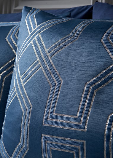 Navy Geometric Jacquard Duvet Set