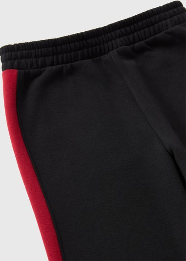 Girls Black Side Stripe Wide Leg Jogging Bottoms (7-15yrs)