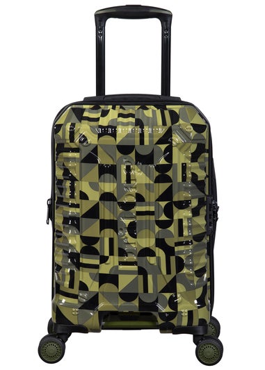 BritBag Annamite Moss Black/Green Geo Print Cabin Suitcase with TSA Lock