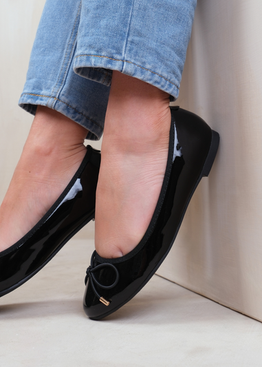 Where's That From Black Patent Truth Kids Ballerina Flats