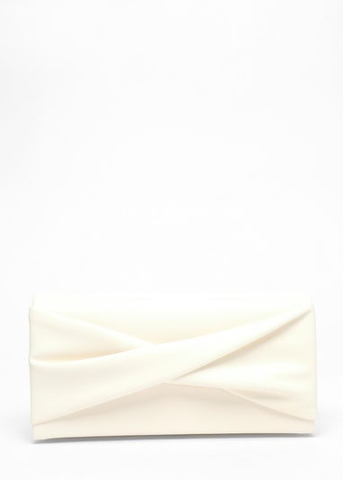 Quiz Cream Faux Leather Twist Clutch Bag