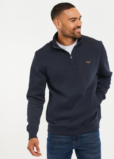 Threadbare Navy 1/4 Zip Neck Sweatshirt